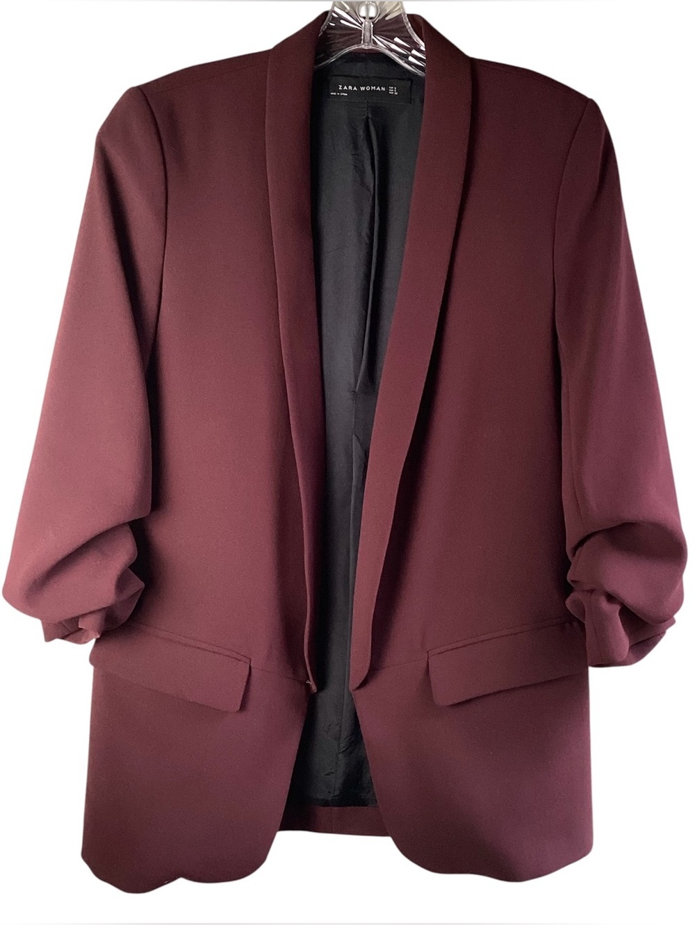 Zara Burgundy Shawl Collar Blazer